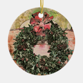 Adorno De Cerámica Abstract Christmas Wreath Ornament