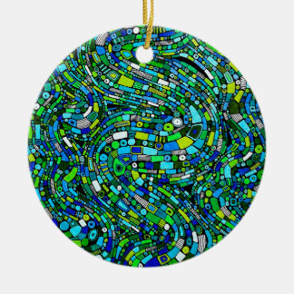 Adorno De Cerámica Abstract Design Blue Green Waves Shapes