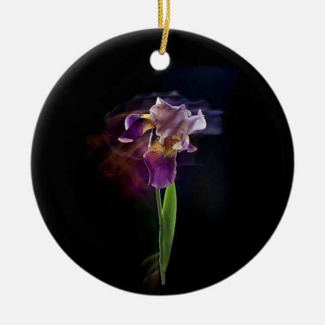 Adorno De Cerámica Abstract Iris Flower – Elegant Floral Art (Frente)
