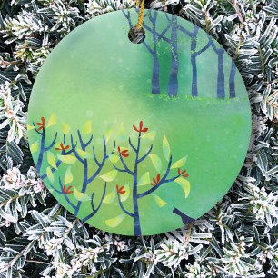 Adorno De Cerámica Abstract Modern Green Landscape Nature Painting