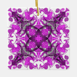 Adorno De Cerámica Abstract pink mandala, psychedelic butterfly swirl