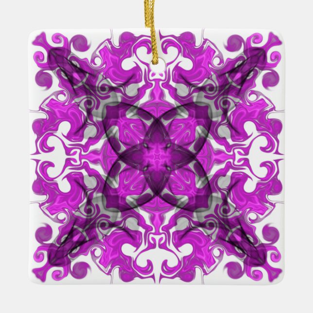 Adorno De Cerámica Abstract pink mandala, psychedelic butterfly swirl (Anverso)