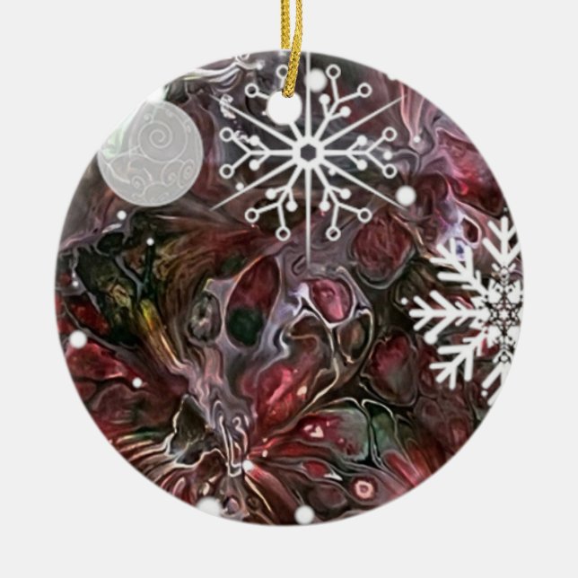 Adorno De Cerámica Abstract Snowflake Holiday Ornament (Frente)