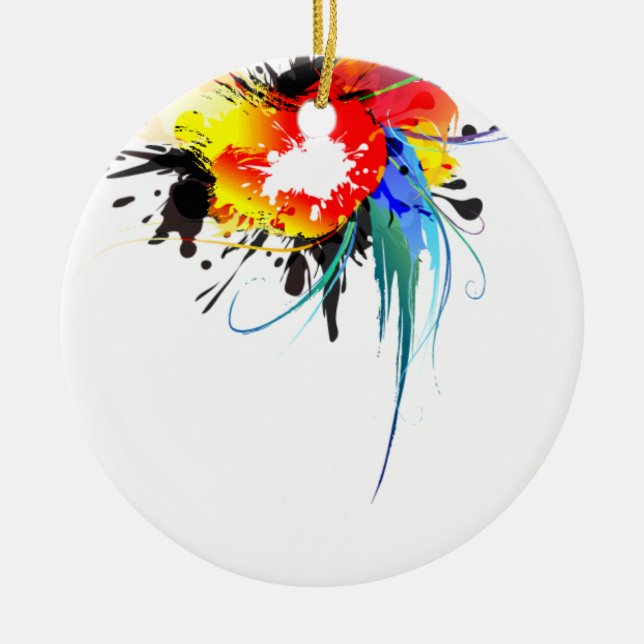 Adorno De Cerámica Abstract Wild Parrot Paint Splatters (Frente)
