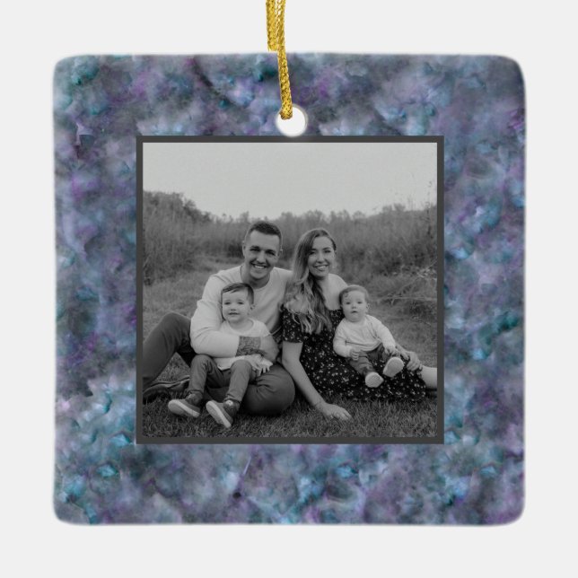 Adorno De Cerámica Abstracto de granito de cuarzo verde azulado azul  (Anverso)