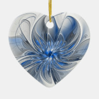 Abstracto Flor de arte fractal de color gris azul