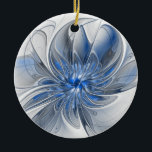 Adorno De Cerámica Abstracto Flor de arte fractal de color gris azul<br><div class="desc">Una flor de fantasía única con tonos azules y grises,  abstractos y elegantes. Diseño inusual para su adorno de cerámica floral decorativa y más.</div>