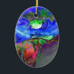 Adorno De Cerámica Abstrato azul floral azul acuarela<br><div class="desc">Una pintura acuarela con una amapola azul abstracta. Obra original de H. Cooper.</div>