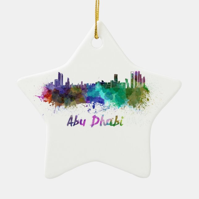 Adorno De Cerámica Abu Dhabi skyline in watercolor (Frente)