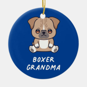 Adorno De Cerámica Abuela Boxer Kawaii Anime Amante Perros Dueña Fami