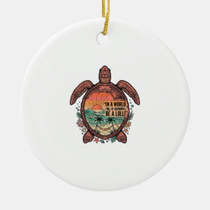 Adorno De Cerámica Abuela Divertida Diseño de Camiseta Vintage Turtle