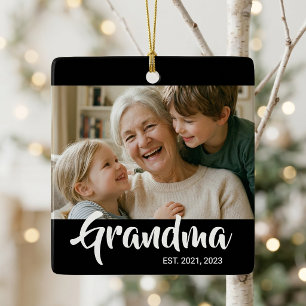 Adorno De Cerámica Abuela Estableció Foto con Letra en Blanco y Negro