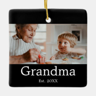 Adorno De Cerámica Abuela Estableció Regalo de Foto Negra