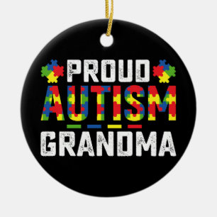 Adorno De Cerámica Abuela orgullosa del autismo concienciación famili