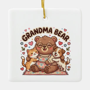 Adorno De Cerámica Abuela Oso Cute Abrazo