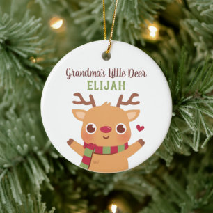 Adorno De Cerámica Abuela Pequeña Cierva Adorable, Navidad Personaliz