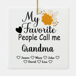 Adorno De Cerámica Abuela personalizada con nombres de nietos