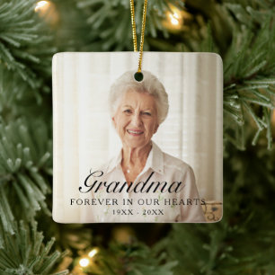 Adorno De Cerámica Abuela por Siempre en Nuestros Corazones Foto Memo