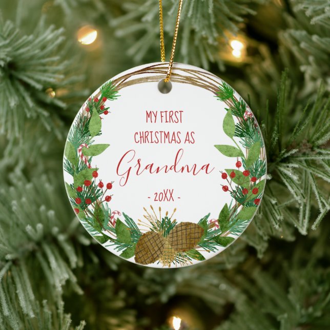 Adorno De Cerámica Abuela Primera Navidad Rusa Wreath Fotografía del  (Árbol)