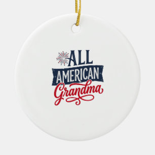Adorno De Cerámica Abuela totalmente americana Diseño de fuegos artif