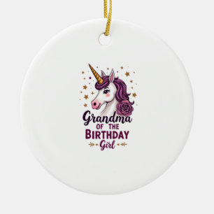 Adorno De Cerámica Abuela Vintage De La Niña Del Cumpleaños Unicornio