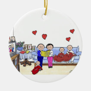 Adorno De Cerámica Abuela y abuelo, 3 hijos
