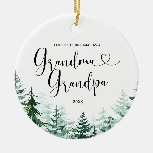 Adorno De Cerámica Abuela y abuelo del árbol de pino de invierno Prim (Frente)