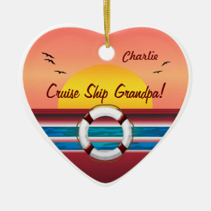 Adorno De Cerámica Abuelo de crucero - Corazón personalizado
