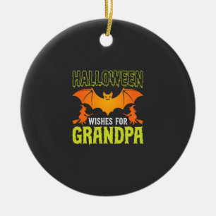 Adorno De Cerámica Abuelo de Halloween Murciélago Bruja Deseos