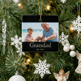 Adorno De Cerámica Abuelo Establecido Foto Blanco Negrita Texto Minim