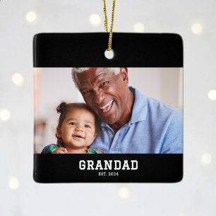 Adorno De Cerámica Abuelo Estableció Foto Negra Blanca Negrita