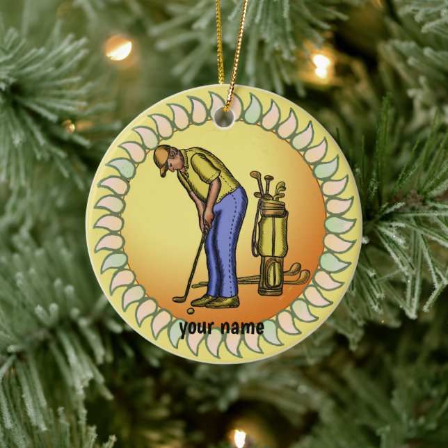 Adorno De Cerámica Abuelo Golfer (Árbol)