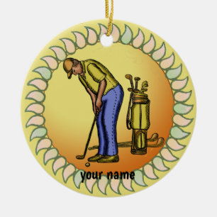 Adorno De Cerámica Abuelo Golfista 