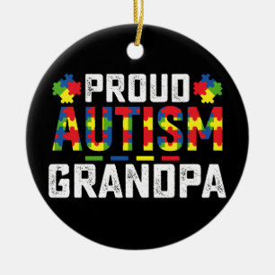Adorno De Cerámica Abuelo Orgulloso de Autismo Conciencia Familia Aut