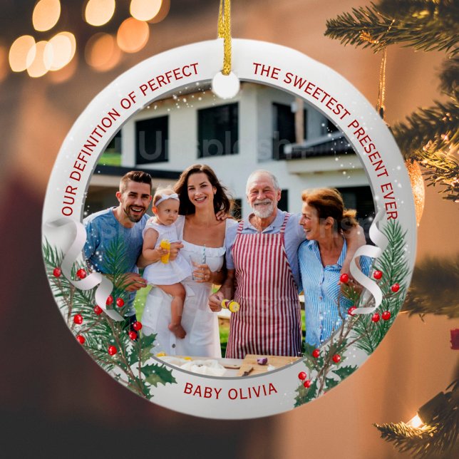 Adorno De Cerámica Abuelos 1ª Navidad Marco Plateado Clásico (Subido por el creador)
