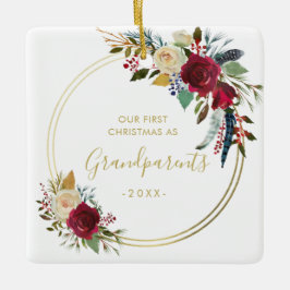 Adorno De Cerámica Abuelos de fotografía geométrica de oro Primera Na