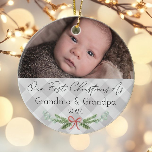 Adorno De Cerámica Abuelos personalizados primera foto de Navidad (Subido por el creador)