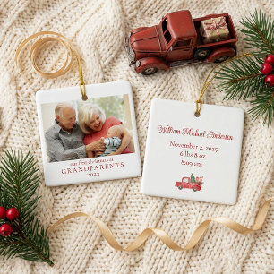 Adorno De Cerámica Abuelos primera foto de Recién nacido de Navidad