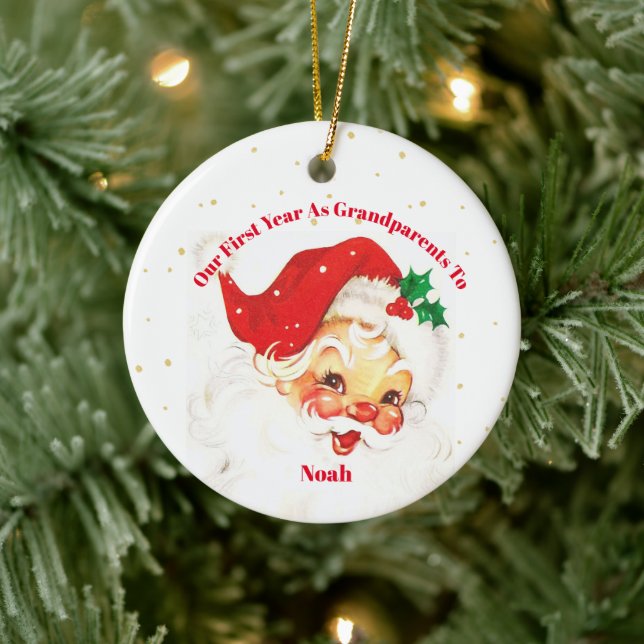 Adorno De Cerámica Abuelos Primera foto navideña Santa Merry (Árbol)