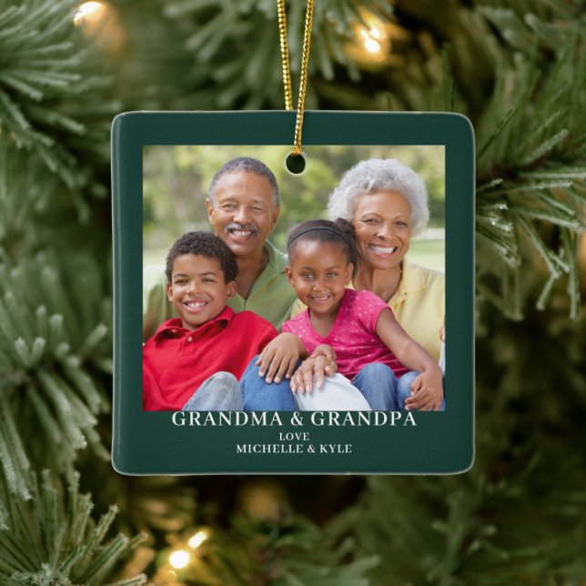 Adorno De Cerámica Abuelos verdes modernos y abuelos Fotografía Navid (Árbol)