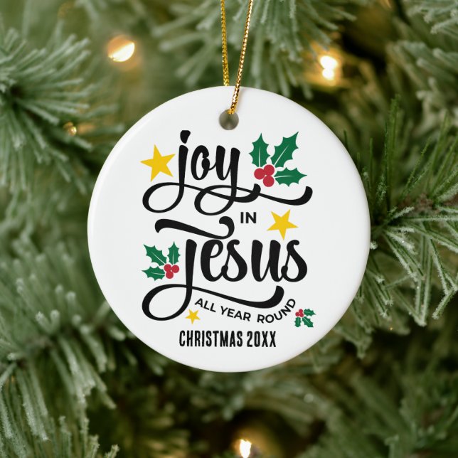 Adorno De Cerámica Abundant Joy in Jesus Christian Christmas (Árbol)