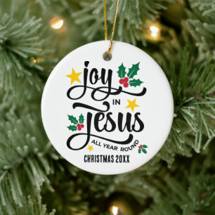 Adorno De Cerámica Abundante Alegría en Jesús Navidad Cristiana