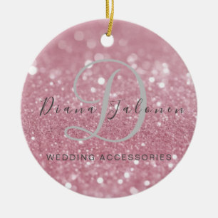 Adorno De Cerámica Accesorios de boda rosa con brillo