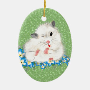 Adorno De Cerámica Accesorios de hámster blanco, polka verde