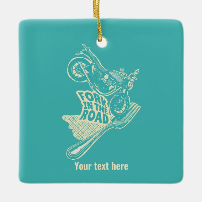 Adorno De Cerámica Accidente de la bifurcación en la motocicleta (Anverso)