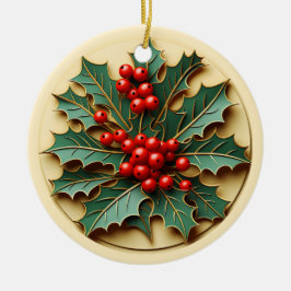 Adorno De Cerámica Acebo de Navidad Personalizado