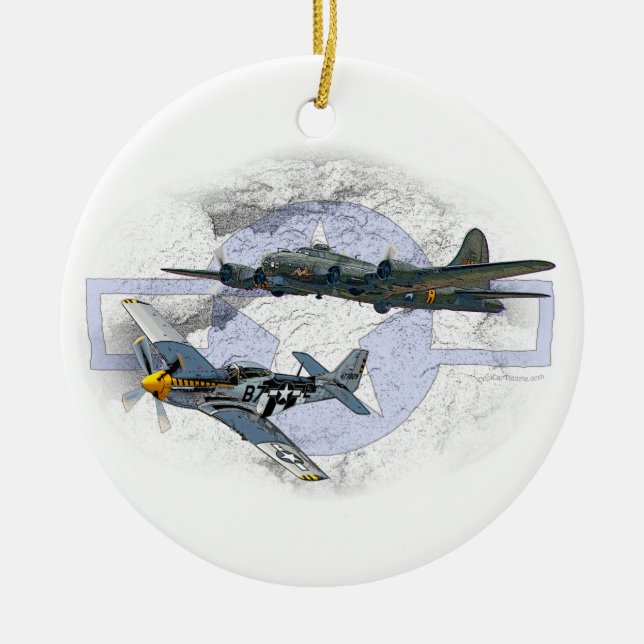 Adorno De Cerámica Acompañamiento del vuelo del mustango P-51 (Frente)
