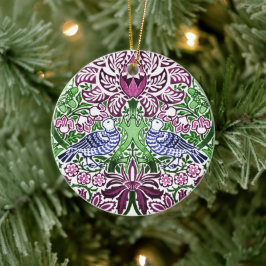 Adorno De Cerámica Acornados de flores de las aves de arte folclórico