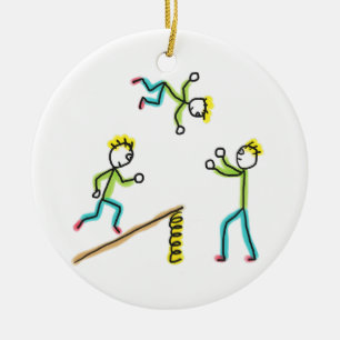 Adorno De Cerámica Acróbatas Stickmen de Circo