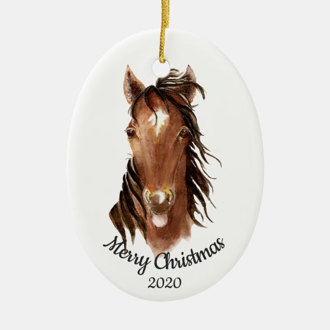 Adorno De Cerámica Actitud de caballo de Personalizado de Navidades d (Frente)